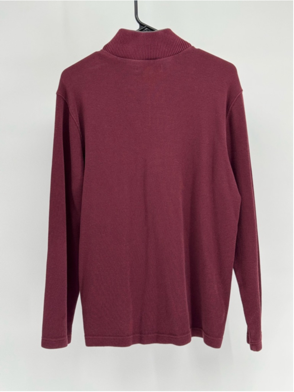 MARK LAW Men's Burgundy Quarter-Zip Sweater L - Picture 2 of 4